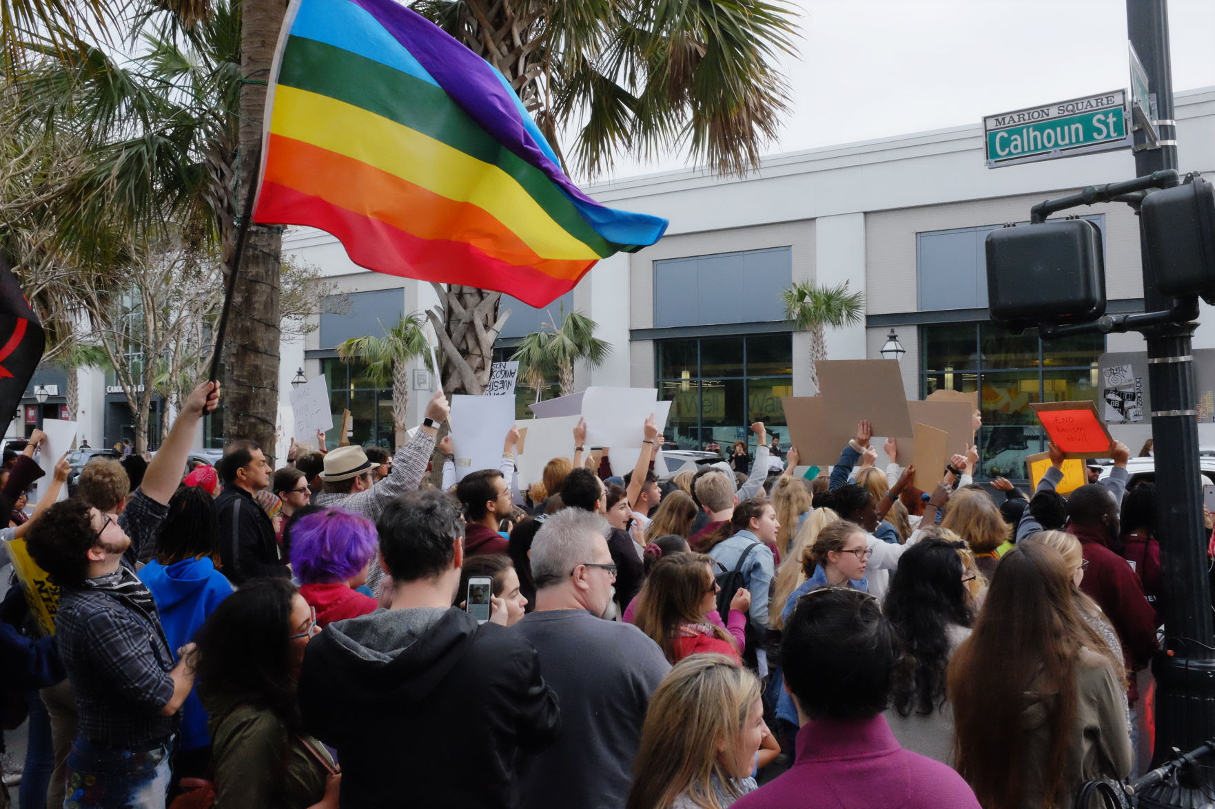 Protesters rally in Charleston against President-elect Donald Trump